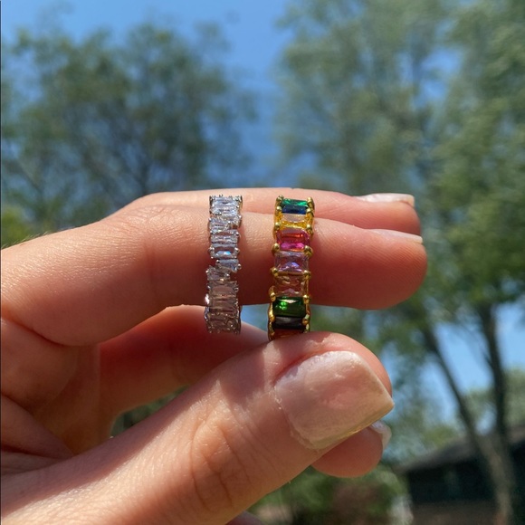 Gold Plated Baguette “T” Shape Stone Ring - Picture 2 of 13